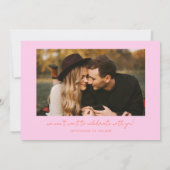 Modern Multi Photo Couple's Signature Orange Pink Save The Date (Achterkant)