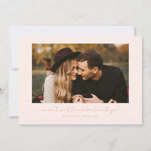 Modern Multi Photo Couple's Signature Peach Save The Date (Achterkant)