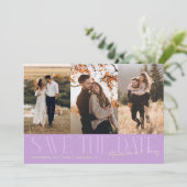 Modern Multi Photo Couple's Signature Wisteria Save The Date (Staand voorkant)