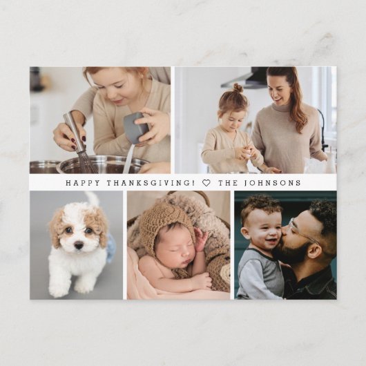 Modern Multi Photo Custom family fall Thanksgiving Feestdagenkaart (Voorkant)
