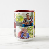 Modern Multi Photo Family Burgundy Red collage Mok (Midden)