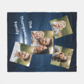 Modern Multi-Photo Family Name Custom Fleece Deken (Voorkant (Horizontaal))