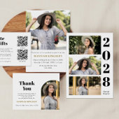 Modern Multi Photo Girl Graduation Invitation Kaart