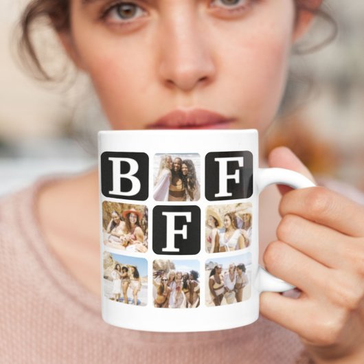 Modern Multi Photo Grid BFF Zwart Koffiemok