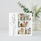 Modern Multi Photo Merry Christmas Script Feestdagenkaart (Staand voorkant)