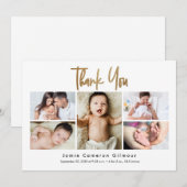 Modern Multi-Photo Newborn Baby Name Birth stats Bedankkaart (Voorkant / Achterkant)