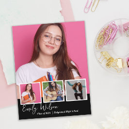 Modern Multi Photo Senior Graduation Announcement Informatiekaartje