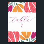 Modern Multicolor Floral Wedding Script Kaart<br><div class="desc">Modern Multicolor Floral Wedding Script Table Number</div>