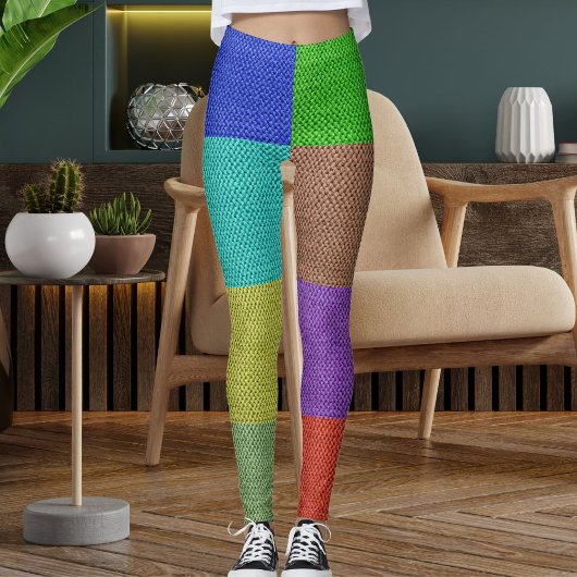 Modern Multicolor Knitting Wool Textured Pattern Leggings