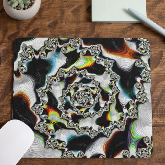 Modern Multicolor Psychedelic Spiral Fractal Muismat