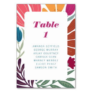 Modern Multicolor Retro Floral Wedding Kaart