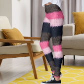 Modern Multicolor Striped Knitted Woolen Texture Leggings