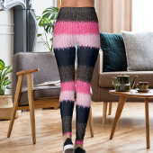 Modern Multicolor Striped Knitted Woolen Texture Leggings