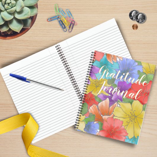 Modern Multicolor Waterverf Floral Gratitude Notitieboek