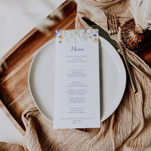 Modern Multicolor Wildflower Diner Menu