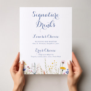 Modern Multicolor Wildflower Signature Drinken Sig Poster