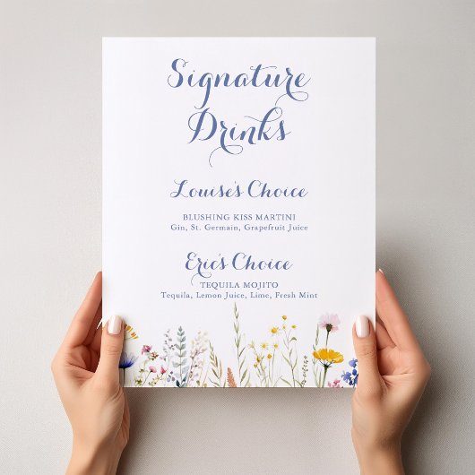 Modern Multicolor Wildflower Signature Drinken Sig Poster