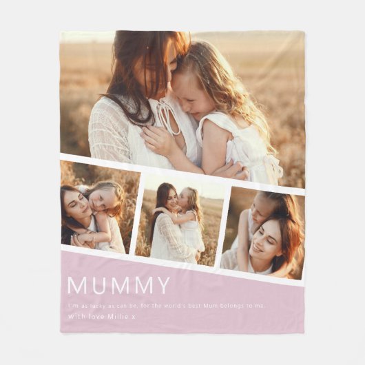 Modern Mummy Photo Strip Collage Fleece Pink (Voorkant)