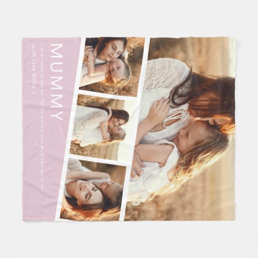 Modern Mummy Photo Strip Collage Fleece Pink (Voorkant (Horizontaal))
