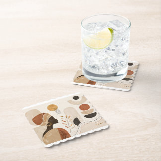 Modern Muse Paper Coasters | Ambachtelijk Abstract Kartonnen Onderzetters
