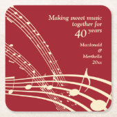 Modern MUSIC 40th Ruby Wedding Jubileum Kartonnen Onderzetters (Voorkant)