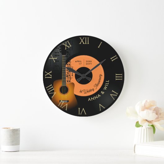 Modern Music Guitar Vinyl 1st Wedding Jubileum Grote Klok (Huis)