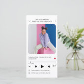 Modern Music Player Foto Afstuderen Uitnodiging (Staand voorkant)