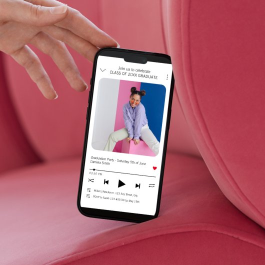 Modern Music Player Foto Afstuderen Uitnodiging