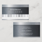 Modern Music Teacher | Silver Piano Visitekaartje (Voorkant / Achterkant)