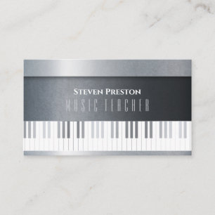 Modern Music Teacher   Silver Piano Visitekaartje