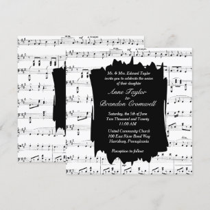 Modern Music Theme Wedding Uitnodiging