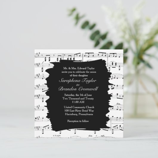 Modern Music Wedding Invitation Kaart (Staand voorkant)