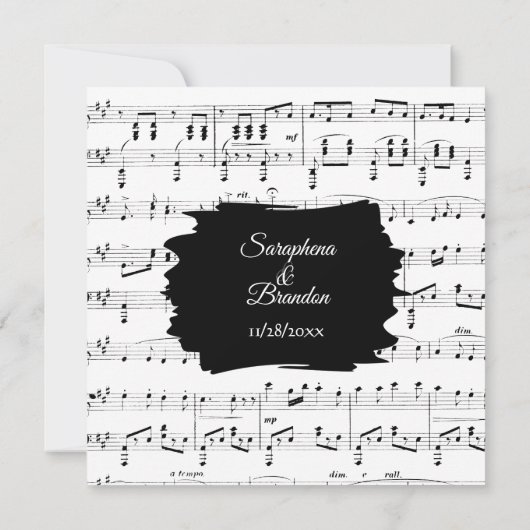 Modern Music Wedding Invitation Kaart (Achterkant)