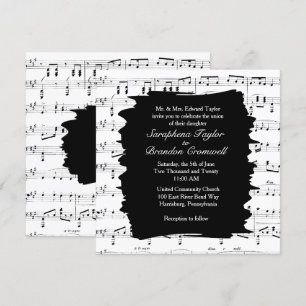 Modern Music Wedding Invitation Kaart