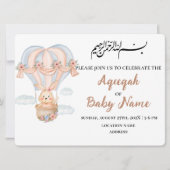 Modern Muslim Cute Girl Aqeeqah Invitation Kaart (Voorkant)