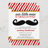 Modern Mustache Boy Afstuderen Invitation Kaart (Voorkant / Achterkant)