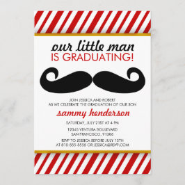 Modern Mustache Boy Afstuderen Invitation Kaart