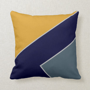 Modern Mustard Navy Blue Color Block Geometric Kussen