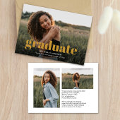 Modern Mustard Script met drie Afstuderen foto's Aankondiging
