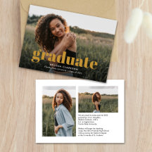 Modern Mustard Script met drie Afstuderen foto's