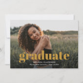 Modern Mustard Script met drie Afstuderen foto's Aankondiging (Voorkant)