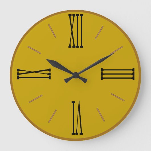 Modern Mustard Yellow met Gold Trim Grote Klok (Voorkant)