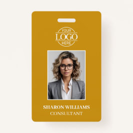 Modern Mustard Yellow Minimalist Employee Photo Badge