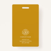 Modern Mustard Yellow Minimalist Employee Photo Badge (Achterkant)