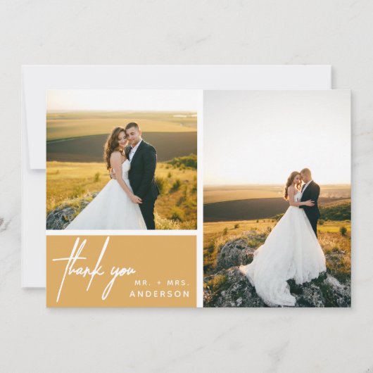 Modern Mustard Yellow Photo Collage Hartelijk dank (Voorkant)