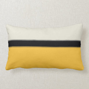 Modern Mustard Yellow Silver Grey Black Stripes Kussen