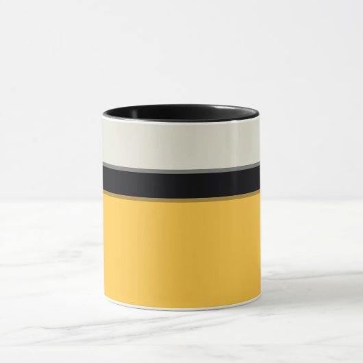 Modern Mustard Yellow Silver Grey Black Stripes Mok (Midden)