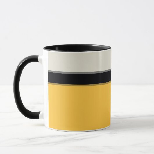 Modern Mustard Yellow Silver Grey Black Stripes Mok (Links)