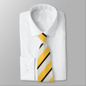 Modern Mustard Yellow Silver Grey Black Stripes Stropdas (Gebonden)