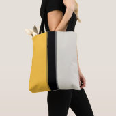 Modern Mustard Yellow Silver Grey Black Stripes Tote Bag (Dichtbij)